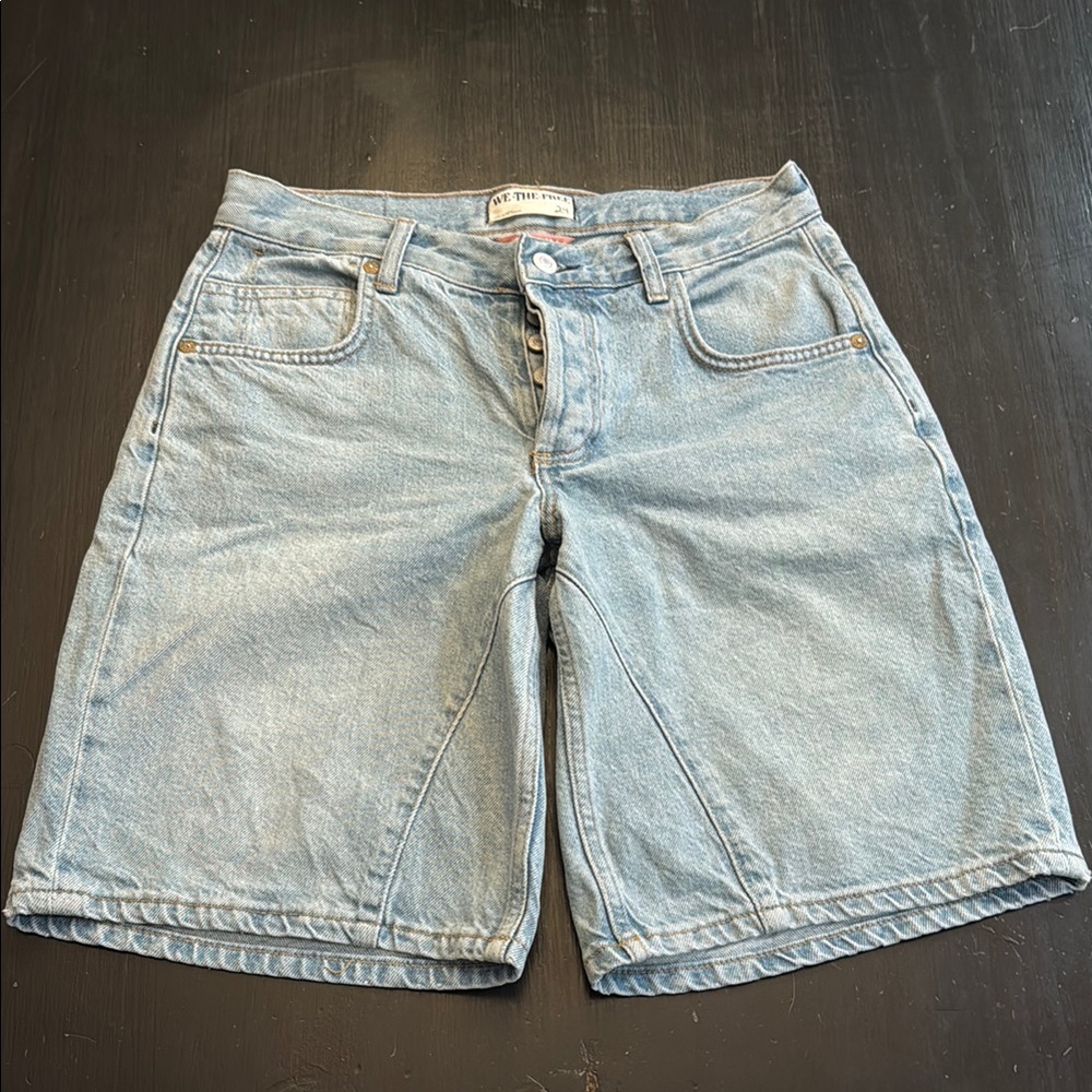 free people we the free button fly crvy pasadena long denim short size 24 new